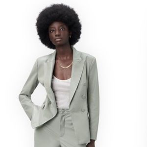 NWT NEW ZARA SEA GREEN FAUX LEATHER BLAZER SIZE XS